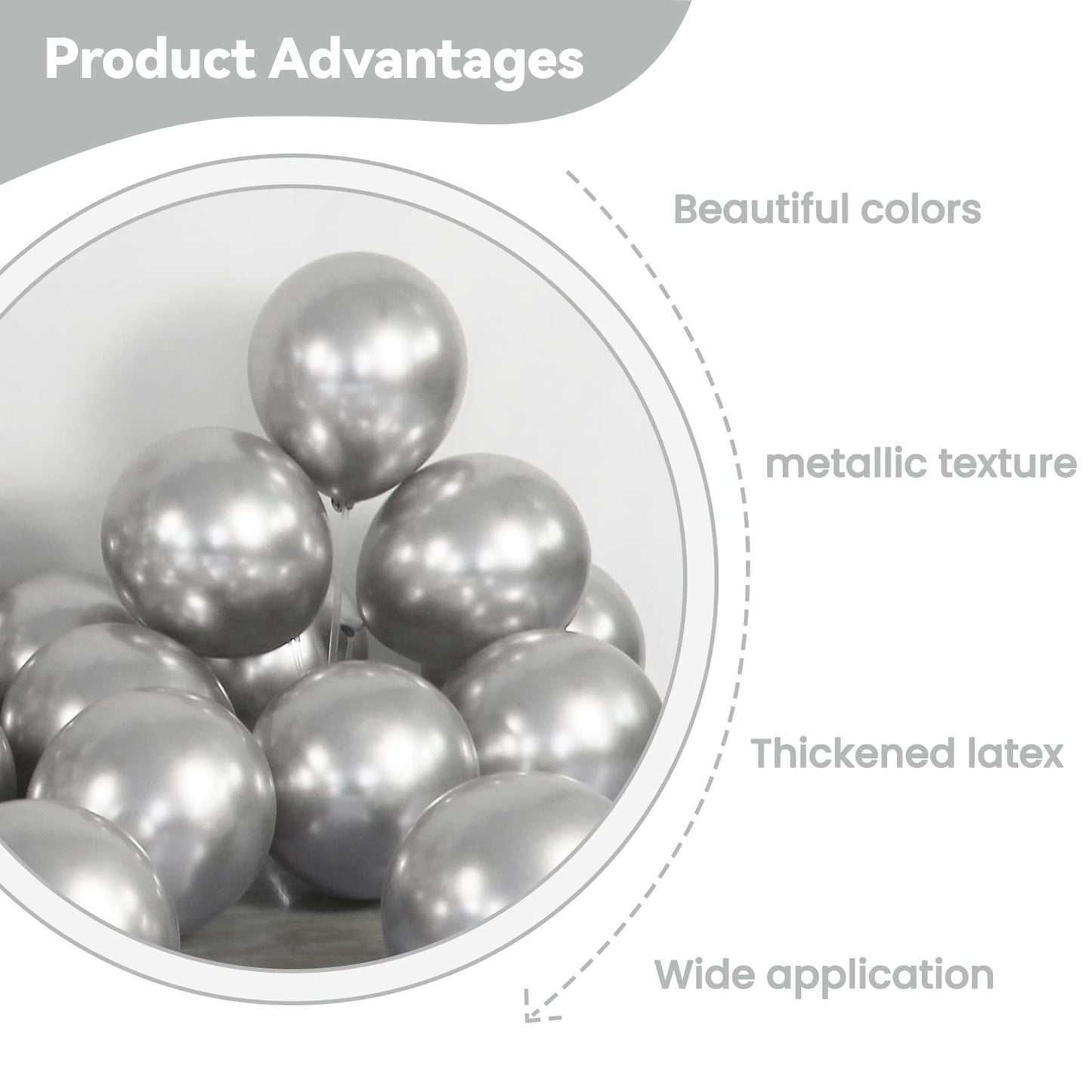120Pcs 5 Inch Metallic Silver Balloons, Metallic Chrome Silver Latex Balloons, Mini Small Balloons For Birthday Wedding Party De