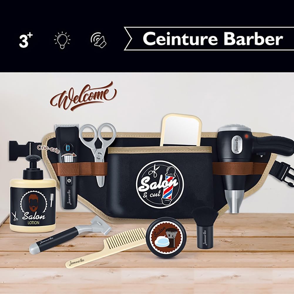 wilbvnit Barber Shop Pretend Play Toy,Haircut Barber Set Toy,Hair Salon Play Set,Kids Shaving Kit for Boys,Haircut Kit for Boys