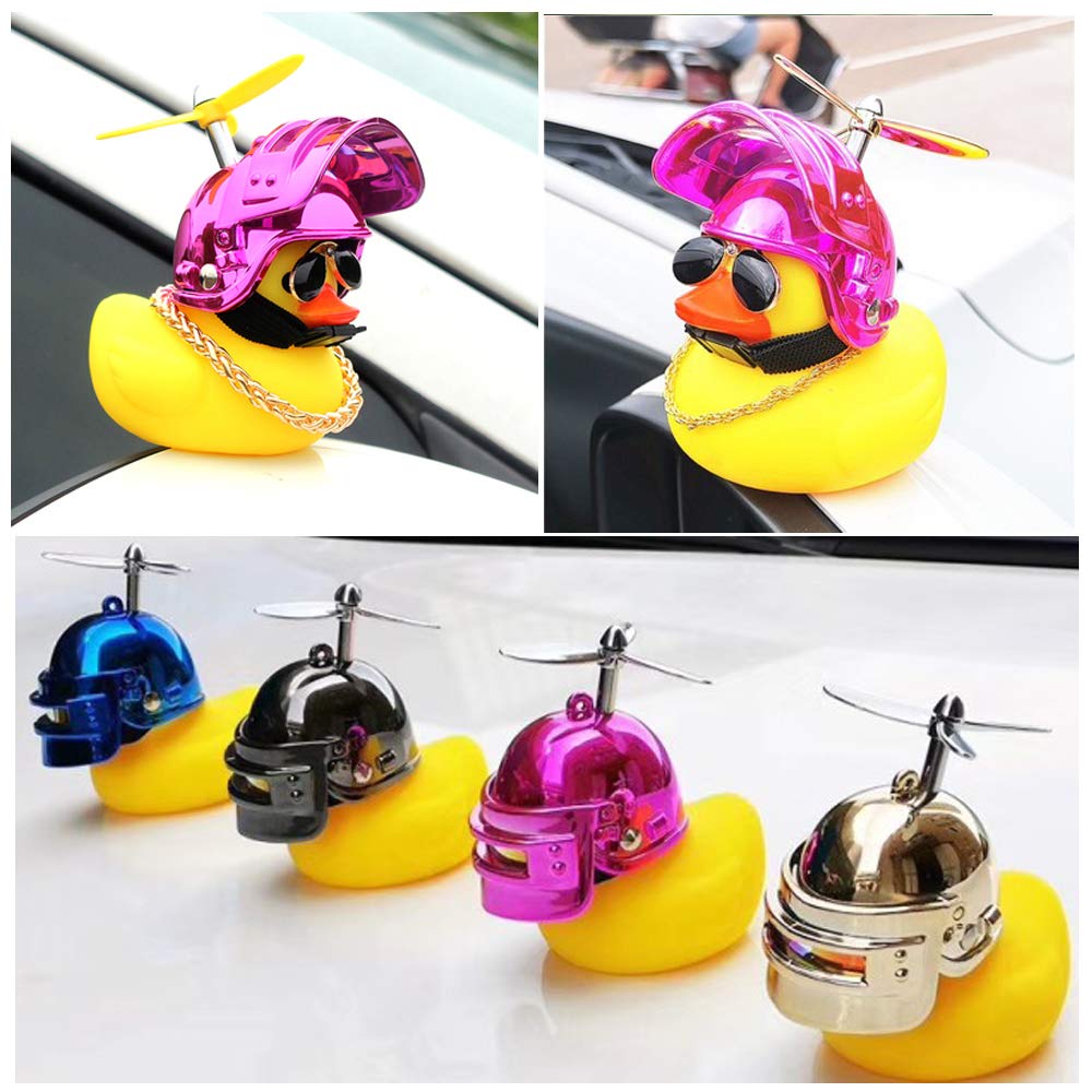 Wonuu Rubber Duck Car Decorations Cute Yellow Duck Car Dashboard Ornaments With Propeller (W-Pink)