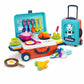 Kids Pretend Play Kitchen Set with Rolling Suitcase | 16Piece Cooking Toy Set | Portable Kitchen Chef Playset
