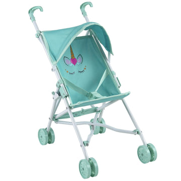 My First Baby Doll Stroller For Toddlers 3 Year Old Girls, Little Kids | Toy Stroller, Foldable Frame, Canopy, Seatbelt - Unicor