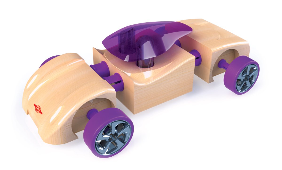 Automoblox Mini HR5 Scorch & SC1 Chaos 2-Pack, Red & Purple, 4.5"x1.75", Wooden Toy Cars