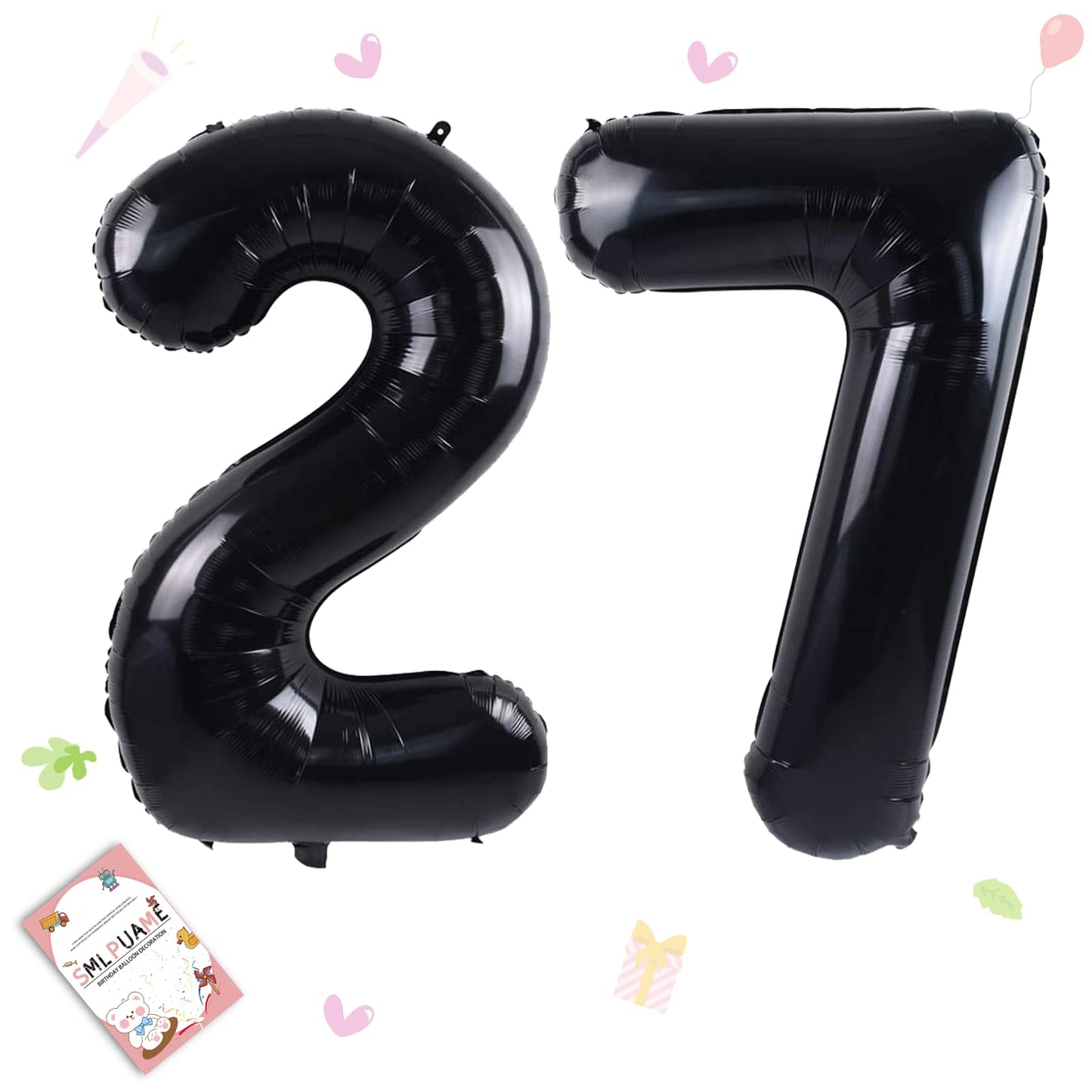 Smlpuame 40 Inch Number Balloon 0-9 Black Large Number 27 Balloons,Digital Balloons For Birthday Party Celebration Decorations S