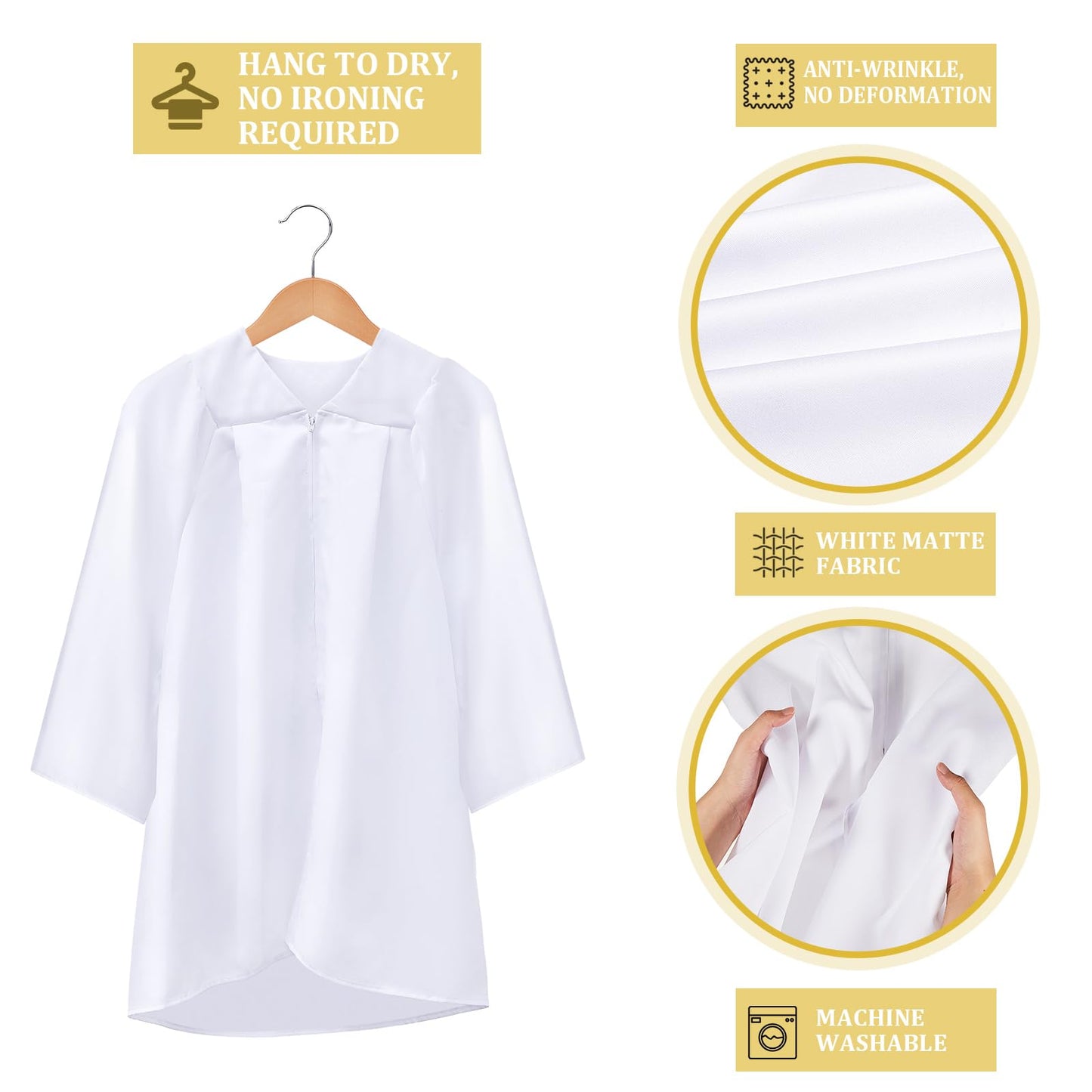Toulite 6 Pcs Unisex Matte Choir Uniform Kid Judge Gowns Costume For Baptism Graduation Church Event Pastor Halloween Cosplay(Si