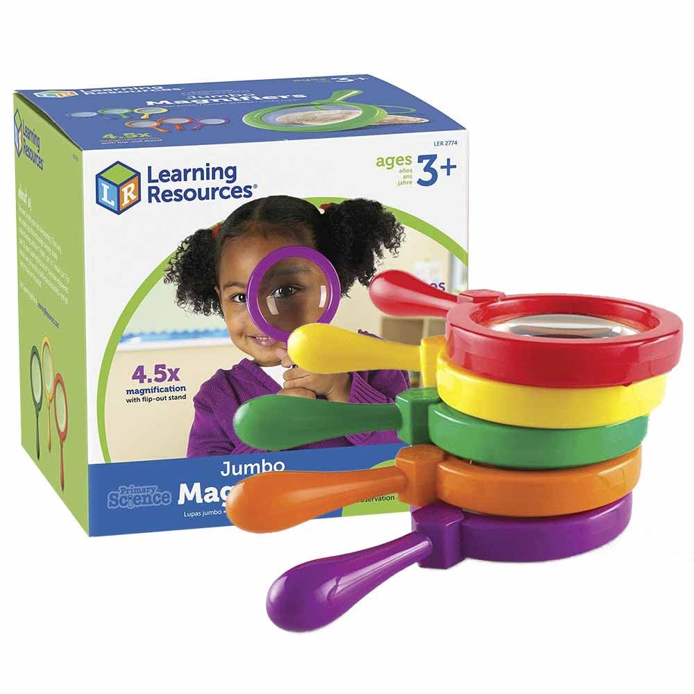 Learning Resources Jumbo Magnifiers - 6 Pieces, Ages 3+ Toddler Learning Toys, Exploration Toys For Kids, Magnifiers For Kids,Back To School Supplies, Teacher Supplies