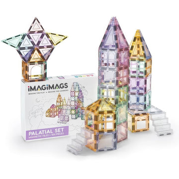 Imagimags Magnetic Building Tiles; 108 Piece Palatial Set For Boys, Girls And Kids; Pastel Magnetic Building Tiles; Activity; Bu