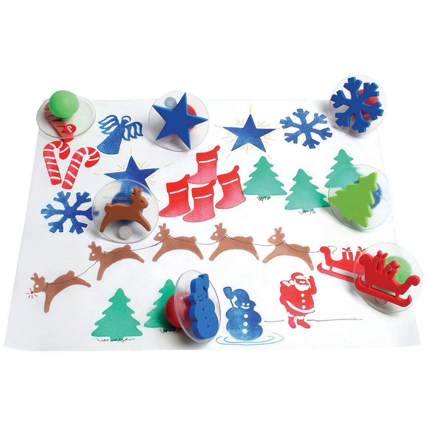 READY 2 LEARN Giant Stampers - Christmas Shapes - Set of 10 - Easy to Hold Foam Stamps for Kids - Arts and Crafts Stamps for Dis
