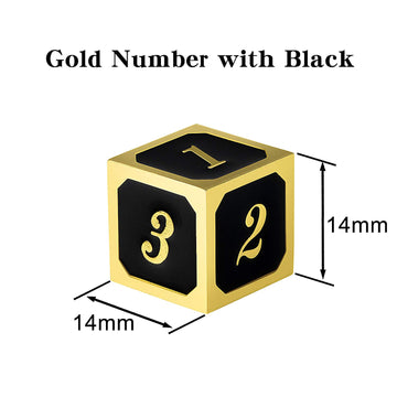 DNDND D6 Metal Dice Set, 6 Pieces 6 Sided Metal Die with Free Black Velvet Bag for DND Pathfinder Shadowrun or GURPs (Black with