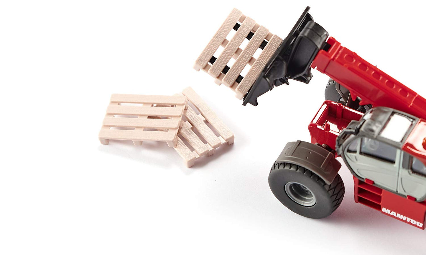 Siku 3507, Manitou Mht 10230 Telescopic Handler, 1:50, Metal/Plastic, Red, Incl. 3 Pallets
