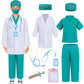 Aoiviss Doctor Costume for Kids Scrubs Pretend Play Kit with Doctor Lab Coat and Stethoscope Halloween Doctor Dress up for Boys Girls  Green