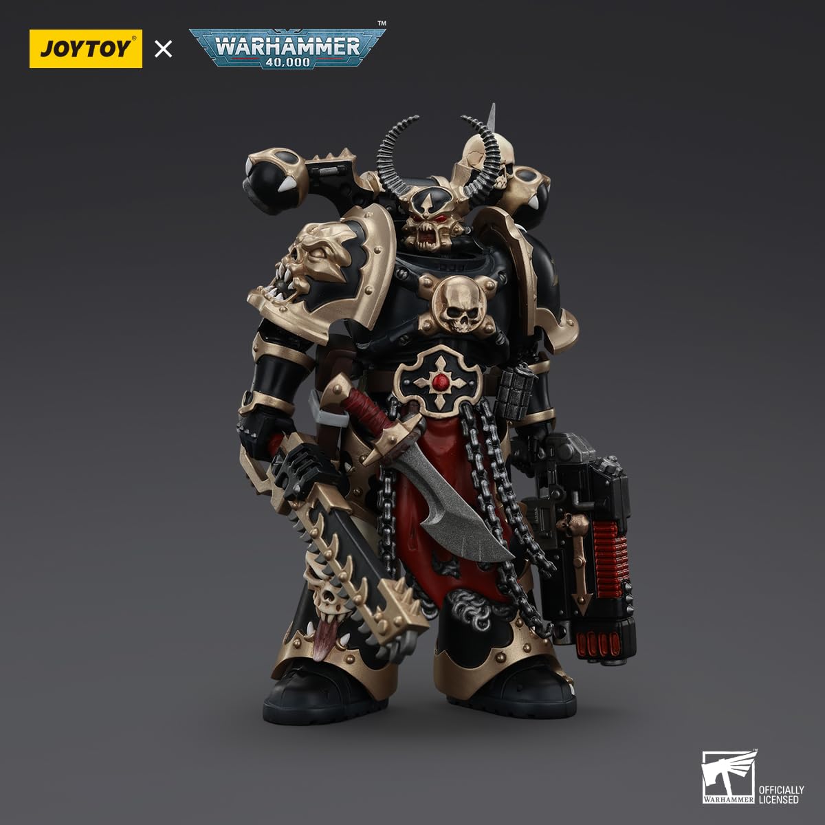 malt-inspiredISE JOYTOY 1/18 Action Figures - Warhammer 40 000 Chaos Space Marines Black Legion Chosen with Combi-melta and chaindecorative replica blade- 5 Classic Character Collectible Age 15 and Above