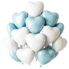 TONIFUL 30Pcs 18 Inch Light Blue White Heart Balloons Pastel Blue Heart Shape Foil Mylar Banners Decoration for Birthday Valenti