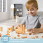 Wooden Blocks Set - 100 Pc Natural Colored Wood Building Block Toys- 100% Real Wood, 14 Different Shapes, Great Gift For Kids Or School Project, Hands On Indoor Activity Play- Build, Stack And Create