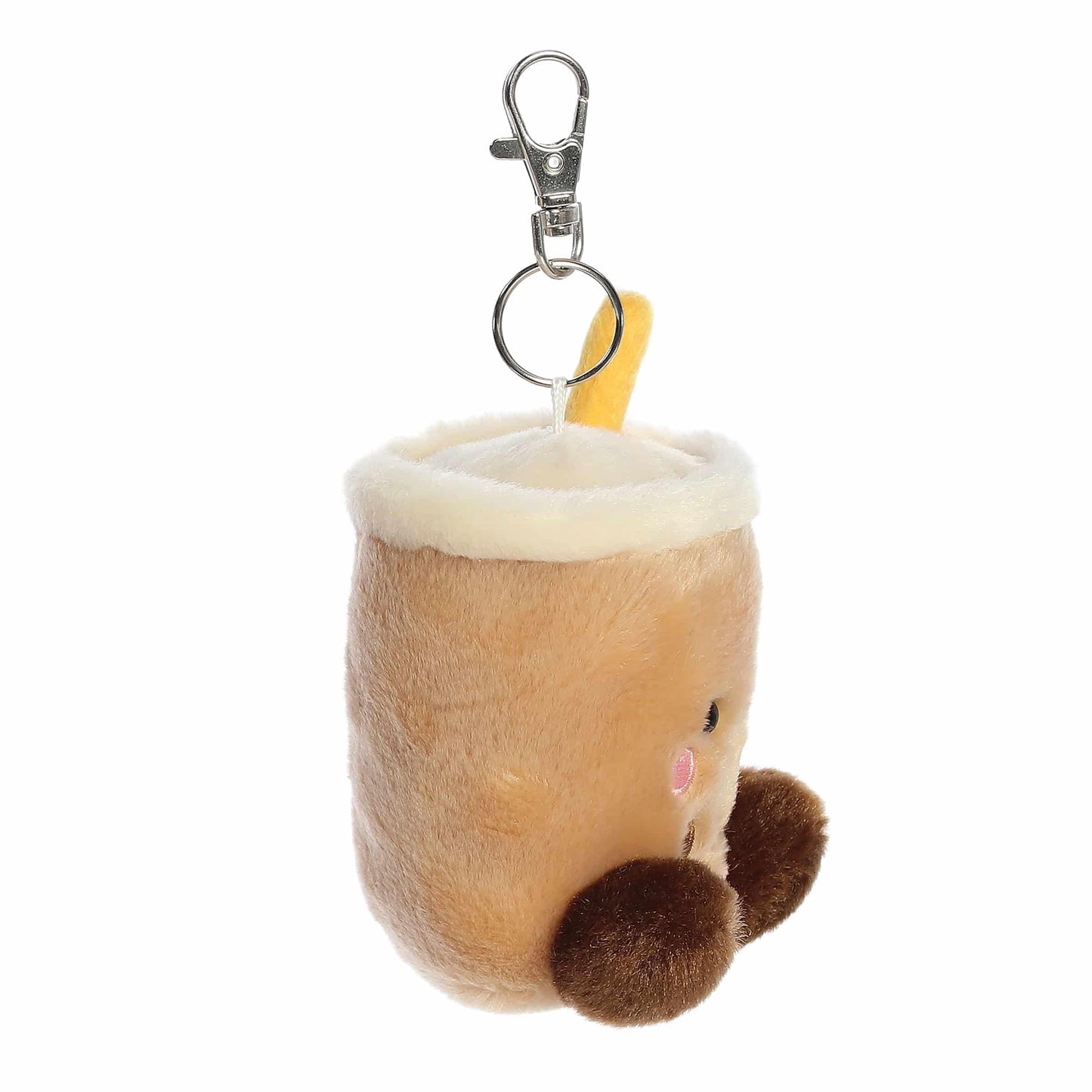 Aurora Adorable Palm Pals Milky Tea Boba Clip-On - Fun Collectible Plush for Kids and mature-themed Collectors - Perfect for Decorating Rooms and Birthday Gifts - Brown 4 Inches