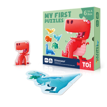 Toi 6 Packs Large Piece Toddler Jigsaw Puzzles for Kids Aged 2.5+  Animal Shaped Floor Puzzles for Beginner  Preschool Learning Game for Boys Girls  Dinosaur