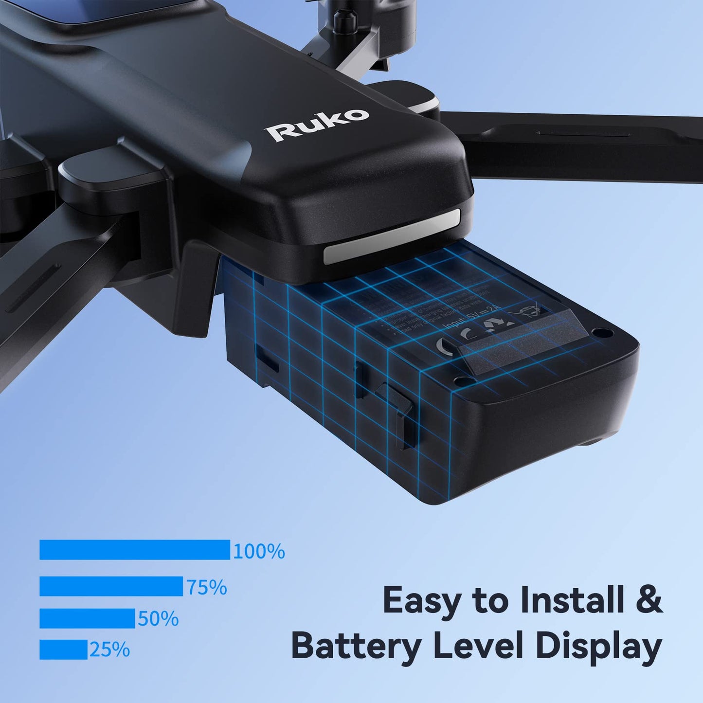 Ruko U11/U11S Drone Intelligent Flight Battery Replacement for U11/U11S RC Quadcopter Drone, 7.4V 1200mAh/8.88Wh Li-po Rechargea