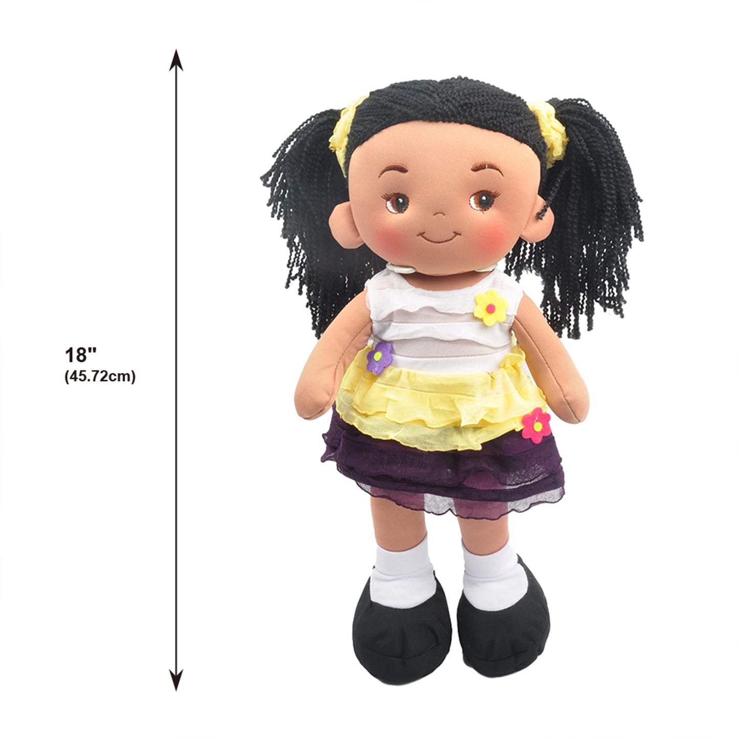 Linzy Plush 16' Yellow Aissa Rag Doll For Girls, Soft Plush Rag Doll, Sleeping Cuddle Buddy For Toddlers, Infants And Babies, Muñecas De Trapo Para Niña, First Doll For Kids, Safe For All Ages