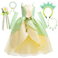 Bubbizozo Fairy Frog Princess Dress Girls Birthday Party Fancy Tiana Kids Halloween Elf Floral Costume Outfits With Accessories