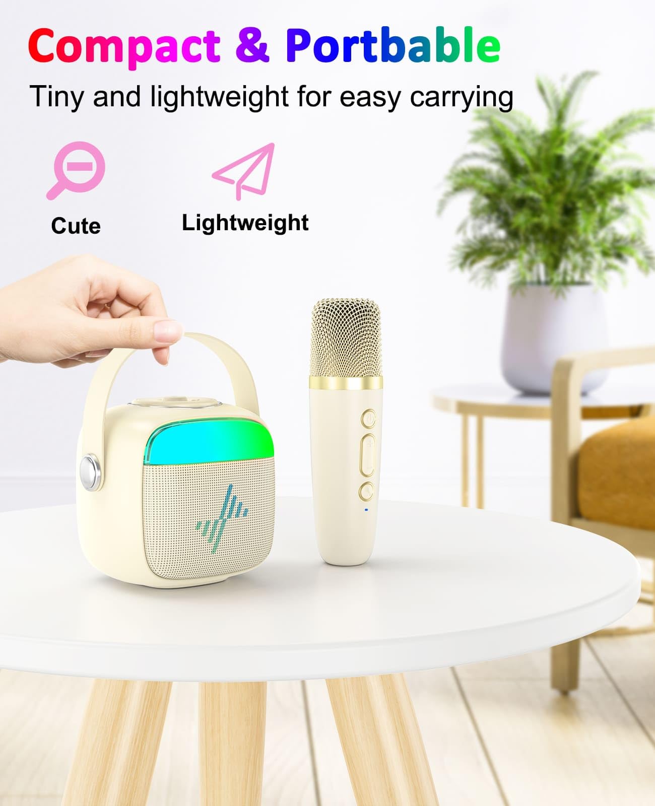 Lenrue Karaoke Machine For Kids, Birthday Gifts For Girls Boys Teens With Wireless Microphone, Colored Lights, Trendy Stuff Gift