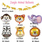 Two Wild Birthday Party Decorations, Jungle Themed Secend Girl Birthday Party Supplies Set Cute Animals Head Balloons And Two Wi