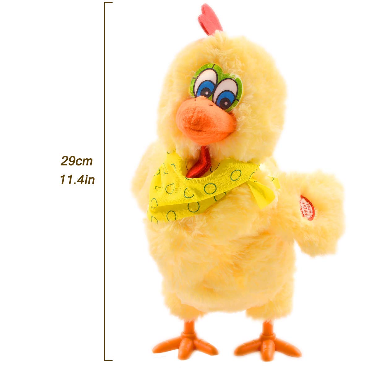 Plush Chicken Laying Eggs Toy Electric Stuffed Animal Crazy Chick Doll with Sound Music for Boys Girls (29.05cm)