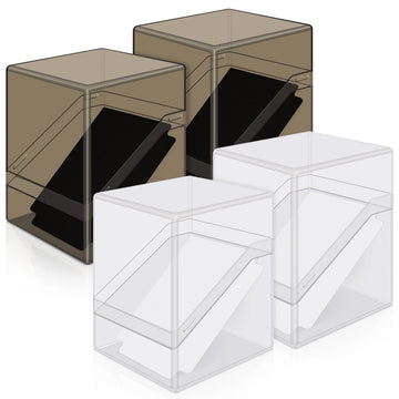 Mlikero 4 Pack Card Deck Cases,Acrylic Card Box Compatible With Mtg Card Deck,Sturdy Card Storage Boxes Holding 100+ Sleeved Cards With 4 Dividers,Clear And Black Card Storage Boxes For Mtg…