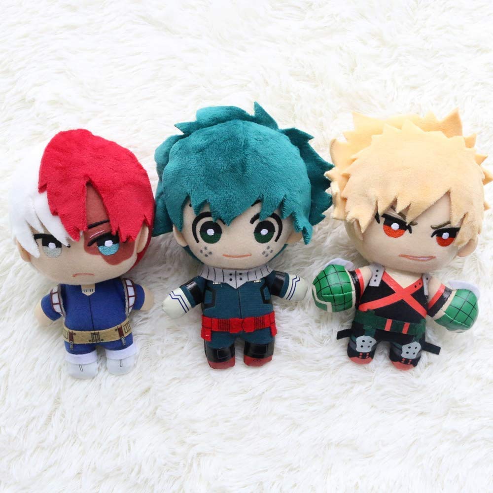 Groydbna MHA Anime Plushie Cute Plushie Hero Cosplay Plushies Plush Toy Stuffed Keychain Doll, 5.9'' Red, One Size