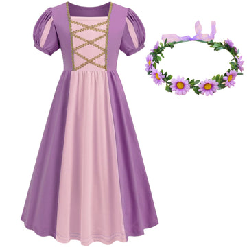 Youfenlove Renaissance Medieval Dress Princess Dress Girls Irish Costume Cosplay Retro Gown Birthday Halloween Xmas Party (Purpl
