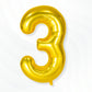 Flyloons 3 number Gold Foil Balloon 16 inch Size For Boys Girls Birthday Decoration Items 3rd Year Balloons Set Three