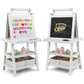 HONEY JOY Art Easel for Kids, 3-in-1 Double-Sided Wooden Toddler Easel w/Magnetic White Board & Chalkboard, Paper Roll, 2 Storag