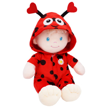 June Garden 12" Sweet Dolly Ladybug - Ultra Soft Baby Doll for Birth+, Polyester, Ladybug Outfit, Model JG21024G