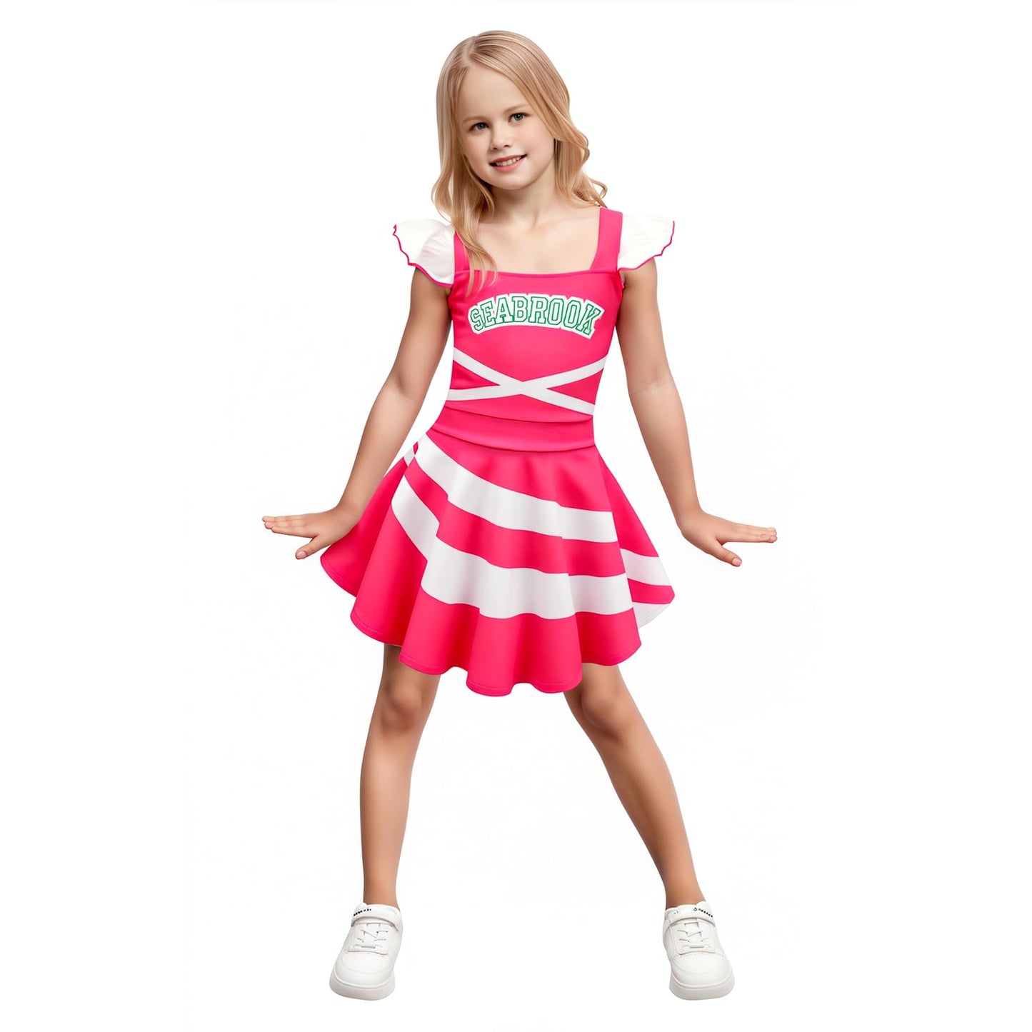 Zombies Cheerleader Dresses Girls Cheerleading Cosplay Dress Zombies Dresses Kids 8-9Y