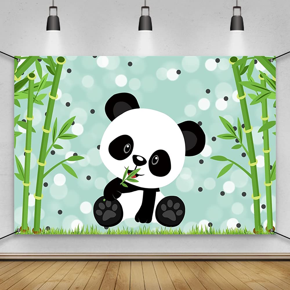 AWERT Polyester 6x3.6ft Cute Panda Backdrop Cartoon Panda Birthday Banner for Children Birthday Party Decorations Panda Birthday