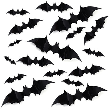 DIY Halloween Party Supplies PVC 3D Decorative Scary Bats Wall Decal Wall Sticker, Halloween Eve Decor Home Window Decoration Se