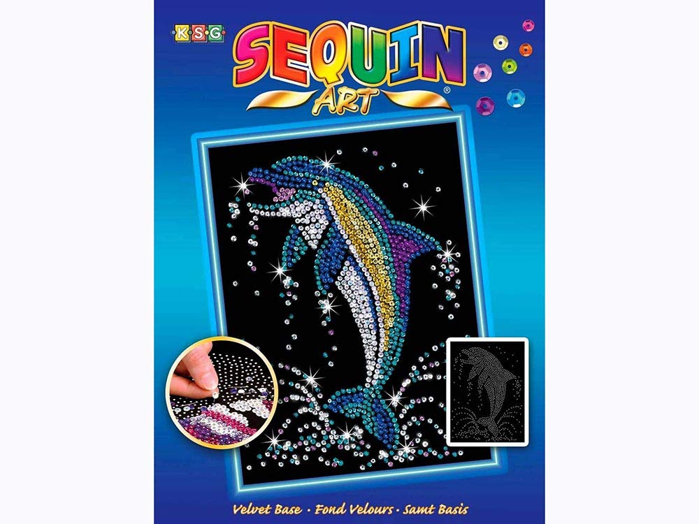 Sequin Art Blue, Dolphin, Sparkling Arts and Crafts Picture Kit; Creative Crafts for Adults and Kids