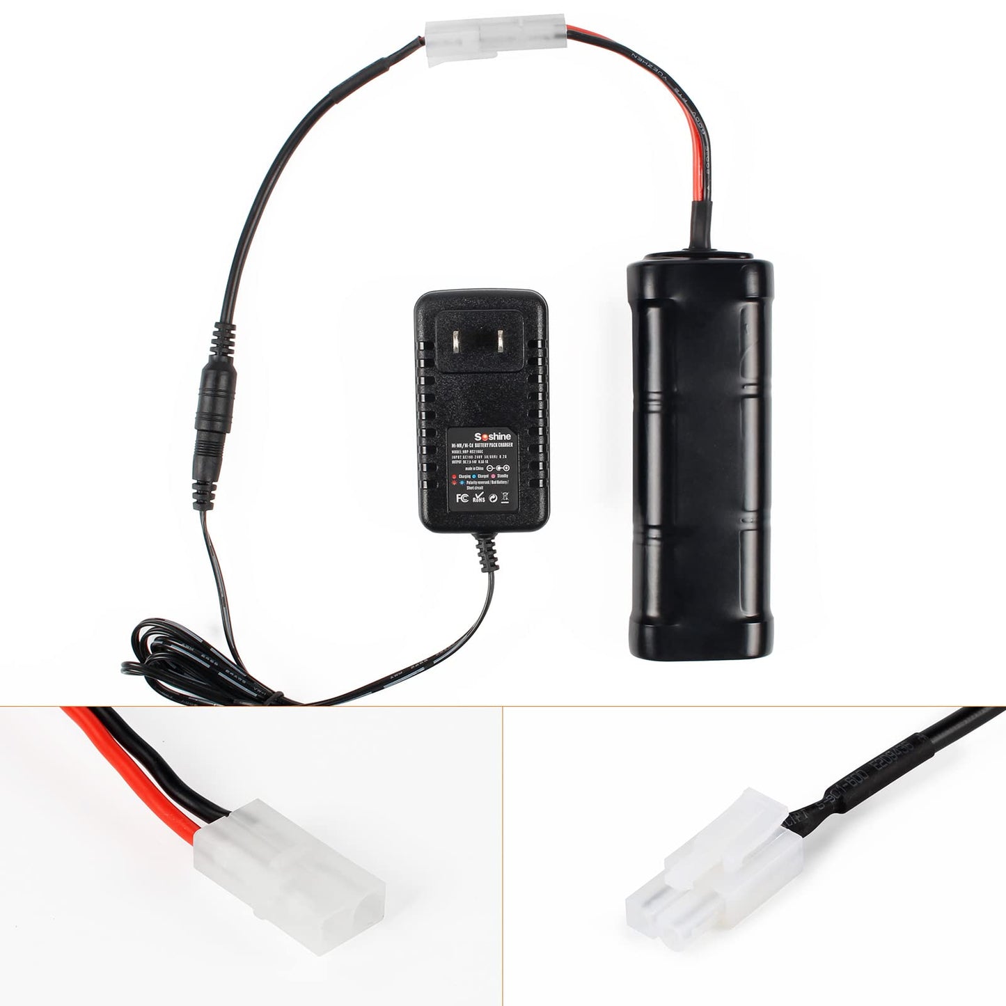 RC Battery Charger for 4.8V 7.2V 8.4V 9.6V NiMH/NiCD Battery Pack, Airsoft Battery Charger for Traxxas Battery Charger for 2.4V-