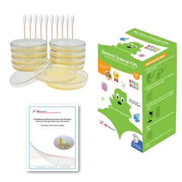 EZ BioResearch Bacteria Science Kit (IV) (Gift Pack): Prepoured LB-Agar Plates and Cotton Swabs. limited availability Free Science Fair Project E-Book Packed with Award Winning Experiments. (IV Gift Pack)