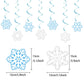 Zwiebeco Birthday Party Decoration Supplies Blue White Snowflakes Happy Birthday Sign Banner Hanging Paper Snowflake Swirls For