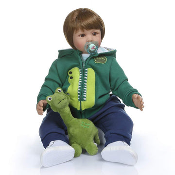 Icradle Realistic Looking 24Inch 60Cm Reborn Toddler Fridolin Soft Silicone Bebe Doll Reborn Princess Long Hair Doll Toy For Ages 3+ (Twin)