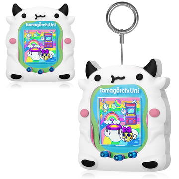 Bearddo Silicone Case Compatible With Tamagotchi Uni Case, Cute Cartoon White Cow Virtual Pet Game Machine Protector Cover For T