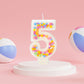 FAMGift Number 5 Birthday Candle - Colorful Macaron Candles, 5 Candle Birthday Girl Women, Sweet Theme Birthday Party Supplies,