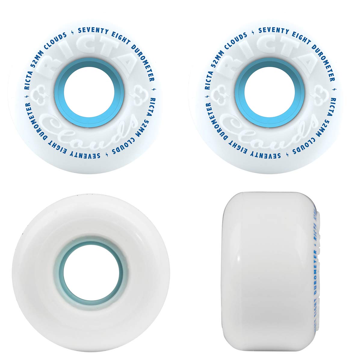 Ricta Clouds Skateboard Wheels (Set of 4) (White 78a, 52mm)