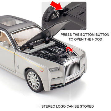Alloy Collectible Rolls-Royce Phantom Model Toy Car, 1/32 Scale Diecast Car Model Pull Back Vehicles Phantom Toy with Sound & Li