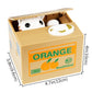 HmiL-U Cat Stealing Money Bank - Large Orange Piggy Bank for Kids, Automatic Coin Bank with English Speaking, Creative Gift