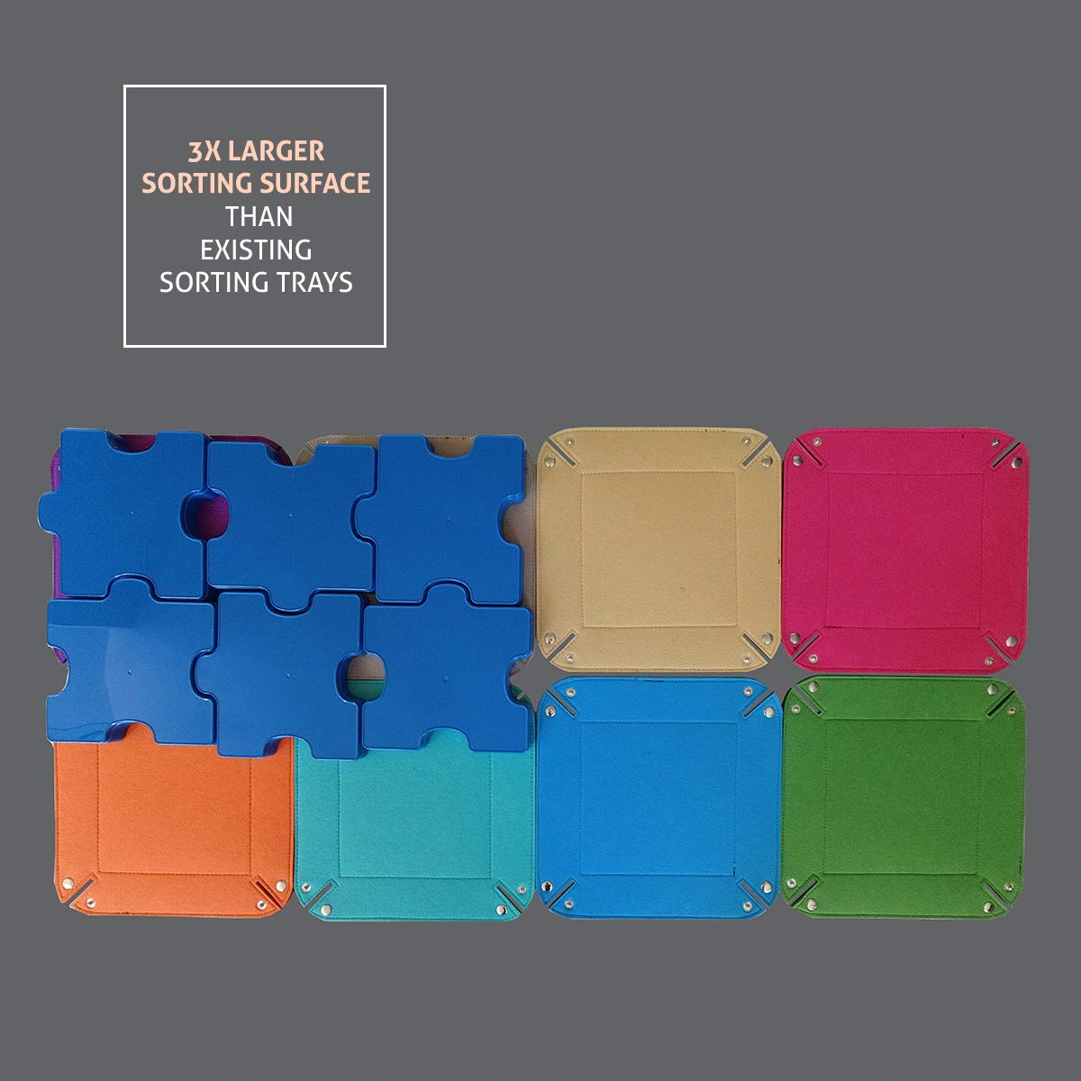 ByAllison Jigsaw Puzzle Sorting Trays - 8 Stackable Large Leather Trays