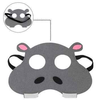 Jtnohx Felt Animal Masks, 10 Pcs Halloween Mask, Animal Costume for Birthday Party Supplies (hippo Mask)