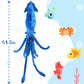 Karister Giant Squid Stuffed Animal Toy 41.3" with 4 Marine Plush Dolls - Clownfish, Crab, Seahorse, Angler Fish - Polyester
