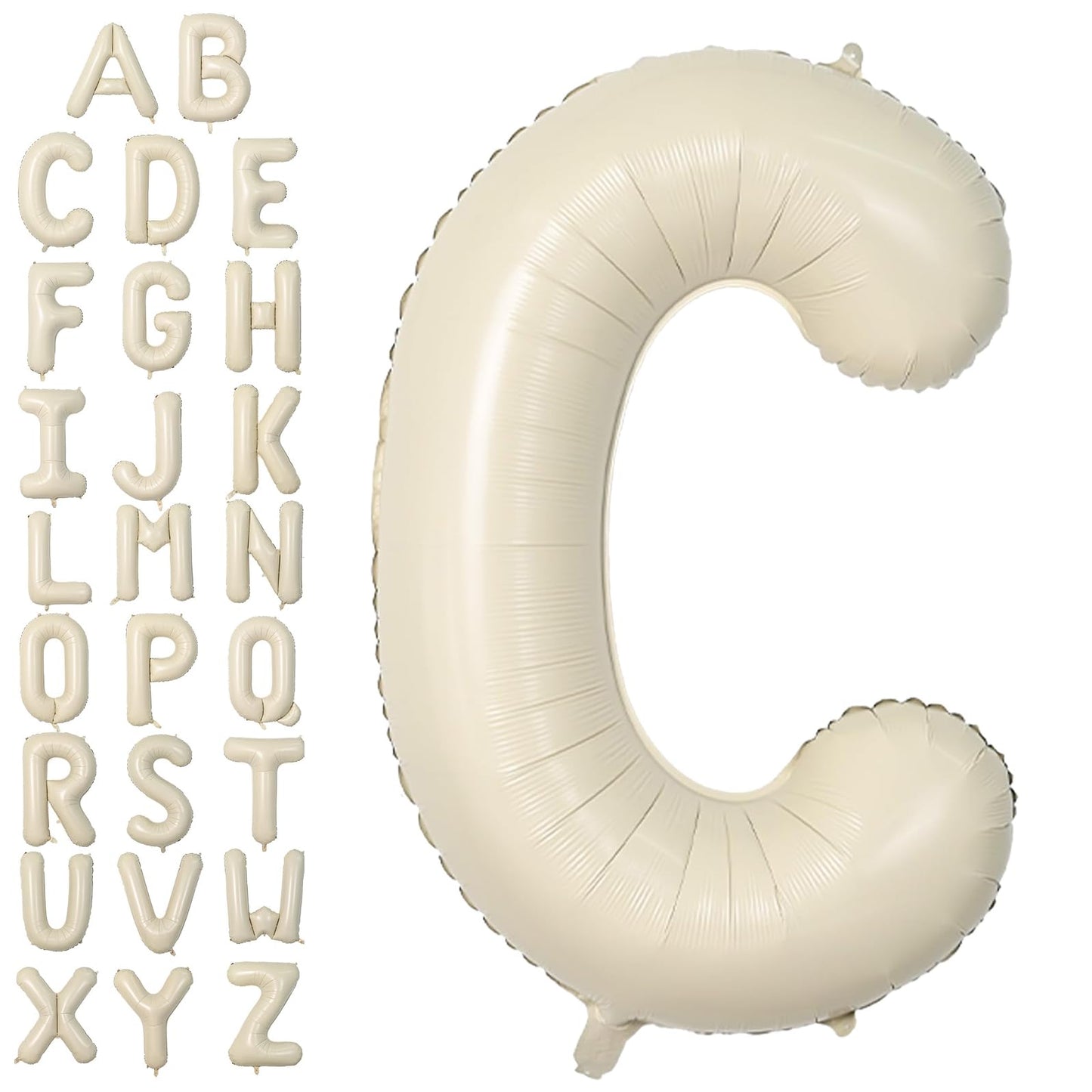 Letter Balloons Beige,40 Inch Letter C Balloons,A-Z Alphabet Name Foil Balloons,Big Single Cream Aluminum C Word Balloons Helium