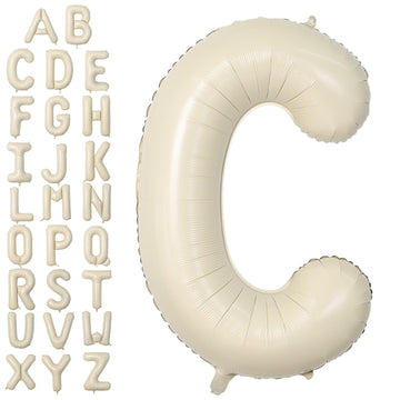Letter Balloons Beige,40 Inch Letter C Balloons,A-Z Alphabet Name Foil Balloons,Big Single Cream Aluminum C Word Balloons Helium