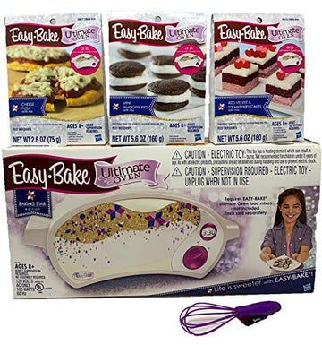 Easy Bake Oven Easy Bake Ultimate Oven Bundle Baking Star Edition + Larger Size 13.8 Oz. 3-Pack Refill Mixes (Pizza  Whoopie Pies and Red Velvet & Strawberry Cakes) + Mini Whisk